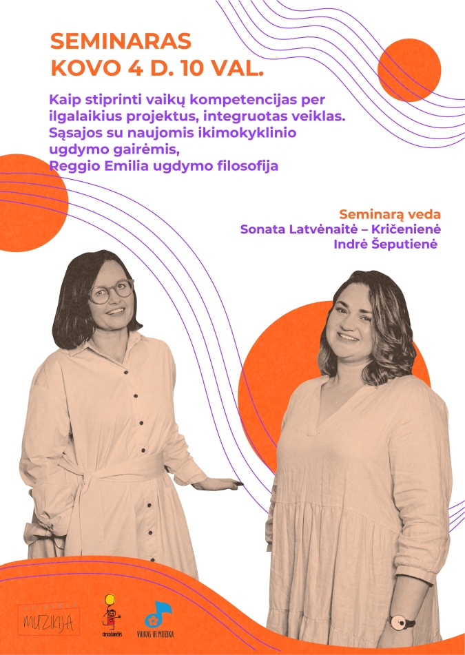 Seminaras „Kaip stiprinti vaikų kompetencijas per ilgalaikius projektus, integruotas veiklas. Sąsajos su naujomis ikimokyklinio ugdymo gairėmis, Reggio Emilia ugdymo filosofija“